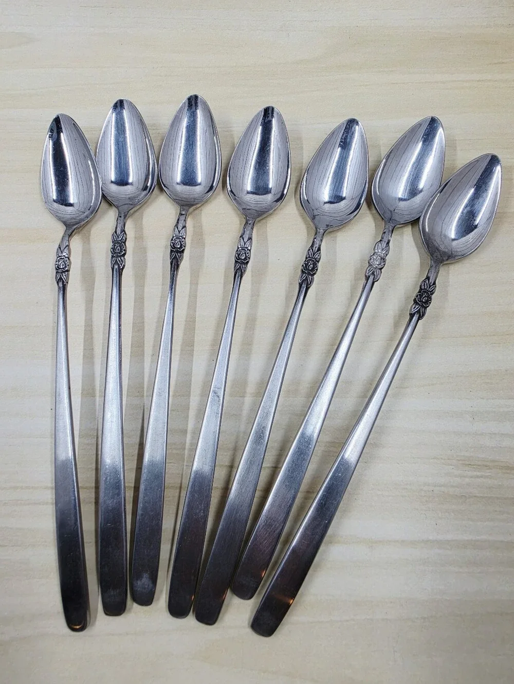 Ekco Bellisima Grand Prix Silverware 12 Pieces Spoons Single Flower Stainless